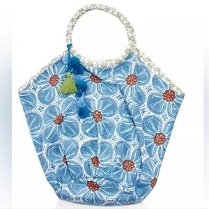 John Robshaw Lita Floral Print Beach Bag MSRP $169 Like New